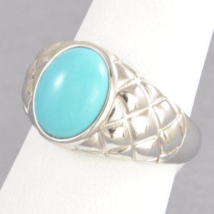 NWT Oval Sleeping Beauty Turquoise Sterling Band Ring - Size 5